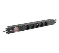 PDU Lanberg PDU-05E-0200-BK 5 salidas Tipo E 1U Horizontal 2m Aluminio Negro Protección Sobretensiones