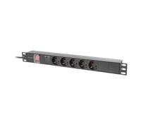 PDU Lanberg PDU-05F-0200-BK 1U 5 Salidas Tipo F 16A Protección y Aluminio