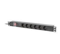 Regleta Lanberg 1U 16A Rack 19" 6X Socket Schuko Negro 2M