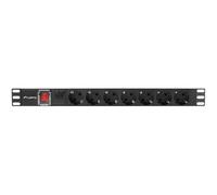 PDU Lanberg PDU-07F-0200-BK 7 Salidas AC Tipo F 16A Protección Sobretensiones Rack 1U Horizontal Aluminio