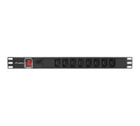 PDU Lanberg PDU-08I-0200-C20-BK 1U 8 Salidas C13 16A Protección Sobretensiones Aluminio Rack