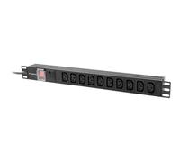PDU Lanberg PDU-10I-0200-IEC-BK 1U 10xC13 Horizontal 10A Aluminio Negro Protección Sobretensiones 2m
