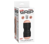 PDX Tight Grip Pussy & Ass Masturbator, Black & Light, One Size