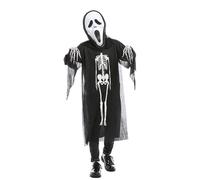 PDXVDP Disfraz de Terror para Niños para Halloween, Disfraz de Calavera, que Incluye un Mono, una Máscara deGritos y Guantes deCalavera,Ideal para llevar en Fiestas de Halloween o Carnaval.