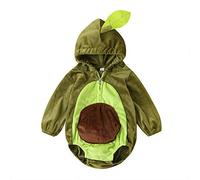 PDYLZWZY Disfraz de aguacate verde para bebé, niño, niña, sin mangas, con capucha, rugby, con cremallera, con medias, disfraz de Halloween, Verde #2, 12-18 Meses
