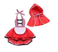 PDYLZWZY Disfraz de Caperucita Roja para niños pequeños, disfraz de Halloween, Navidad, fiesta, traje de sol + capa con capucha, conjunto de 2 piezas (rojo, 6-12 meses)