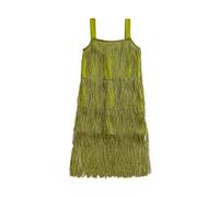 PDYLZWZY Vestido de niña con lentejuelas y flecos, borla brillante, sin mangas, vestido de baile latino para niñas pequeñas, trajes de verano, verde, 2-3 Años