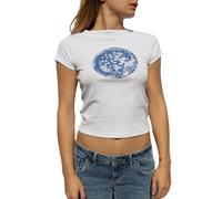 PDYLZWZY Y2k Graphic Baby Tees Short Print Graphic Crop Tops Fairy Grunge Bow Shirts E Girls Cute Clothes, Blanco, L