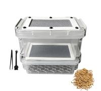 Pe Mealworm - Caja nido para crianza | 11 x 9,5 x 7 cm, hábitat antihumedad con cepillo de pinzas, filtro de caca de 150 g con malla fina y malla gruesa, estuche de cultivo para pájaros, ranas y