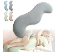 Pea Pod Body Pillow for Adults, Cooling Body Pillo, Full Body Support Pillow for Side Sleepers, Soft and Supportive Pillows forSleeping & Lumbar Support (Gray,31.5 in (for 4'9" Below))