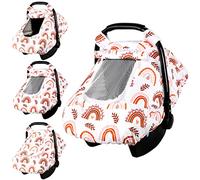 Pea Pod Funda de asiento de coche para bebé para niñas, cubierta de asiento de coche arcoíris para recién nacidos, ventanas de 2 capas de malla transpirable, poliéster ligero/respaldo de puntos minky,