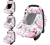 Pea Pod - Funda floral para asiento de coche para bebé, para recién nacido, con 2 capas de malla transpirable, poliéster ligero/respaldo de lunares minky, ajuste cómodo para la mayoría de asientos de