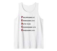 Peace Acrostic - 5 Christian Faith Bible Verse Scriptures Camiseta sin Mangas