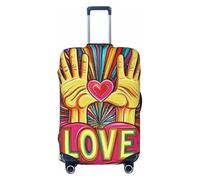 Peace and Love Art Style - Funda elástica para equipaje de viaje, protector de maleta, funda de equipaje impresa antiarañazos, Black, S