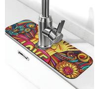 Peace and Love Art - Tapete de grifo para fregadero de cocina, tapete de secado súper absorbente para cocina, baño, fregadero, cafetería, bar, grifo, decoración de regalos (15 x 5.5 pulgadas)