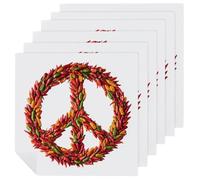 Peace And Love Circle - Juego de 6 servilletas cuadradas de tela de poliéster lavables reutilizables para cenas y fiestas