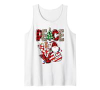 Peace and Love Xmas Elements Graphic Christmas GNOME Women Camiseta sin Mangas