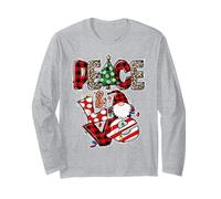Peace and Love Xmas Elements Graphic Christmas GNOME Women Manga Larga