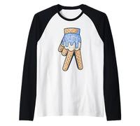 Peace Cream Mano Cucurucho Cartoon Azul Chispas Verano Camiseta Manga Raglan