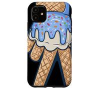 Peace Cream Mano Cucurucho Cartoon Azul Chispas Verano Carcasa para iPhone 11