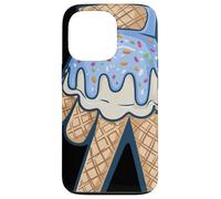 Peace Cream Mano Cucurucho Cartoon Azul Chispas Verano Carcasa para iPhone 13 Pro