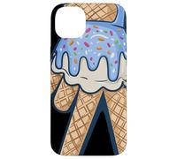 Peace Cream Mano Cucurucho Cartoon Azul Chispas Verano Carcasa para iPhone 14 Plus