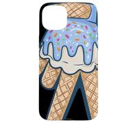 Peace Cream Mano Cucurucho Cartoon Azul Chispas Verano Carcasa para iPhone 15 Plus