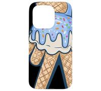 Peace Cream Mano Cucurucho Cartoon Azul Chispas Verano Carcasa para iPhone 15 Pro