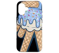 Peace Cream Mano Cucurucho Cartoon Azul Chispas Verano Carcasa para iPhone 16