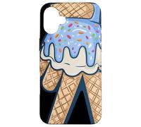 Peace Cream Mano Cucurucho Cartoon Azul Chispas Verano Carcasa para iPhone 16 Plus