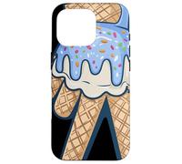 Peace Cream Mano Cucurucho Cartoon Azul Chispas Verano Carcasa para iPhone 16 Pro