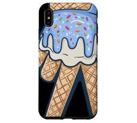 Peace Cream Mano Cucurucho Cartoon Azul Chispas Verano Carcasa para iPhone XS MAX