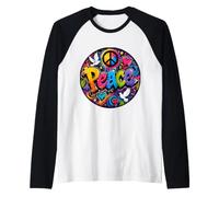 Peace Graffiti Colores Brillantes Felices, alegres, artísticos Camiseta Manga Raglan