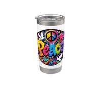 Peace Graffiti Colores brillantes felices, alegres, artísticos Vaso térmico de acero inoxidable de doble pared