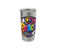 Peace Graffiti Colores brillantes felices, alegres, artísticos Vaso térmico de acero inoxidable de doble pared