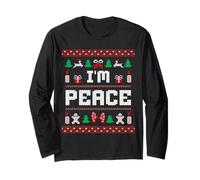 Peace I Come In Peace Couple Matching Ugly Christmas Sweater Manga Larga