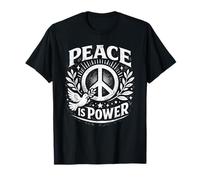 Peace Is Power, diseño Retro con Forma de Paloma y Laurel, símbolo de la Paz, Unity Love Art Camiseta