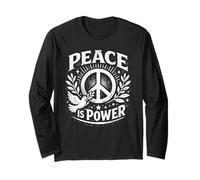 Peace Is Power, diseño Retro con Forma de Paloma y Laurel, símbolo de la Paz, Unity Love Art Manga Larga