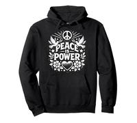 Peace Is Power Dove Peace Sign Floral Heart Retro Positivo Sudadera con Capucha