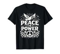 Peace Is Power Dove Peace Sign Vintage Boho Retro Positivo Camiseta