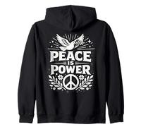 Peace Is Power Dove Peace Sign Vintage Boho Retro Positivo Sudadera con Capucha