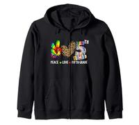 Peace Love 5th Grade, Leopard Tie Dye Pencil Design Teacher Sudadera con Capucha