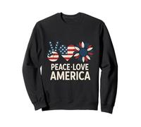 Peace Love America Girasol Corazón Mano Paz Patriótico Sudadera