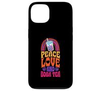 Peace Love and Boba Tea Bohemian Rainbow Carcasa para iPhone 13