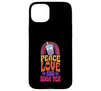 Peace Love and Boba Tea Bohemian Rainbow Carcasa para iPhone 15 Plus