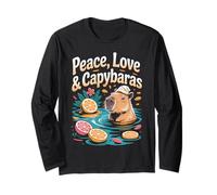 Peace Love and Capybaras Spa Vibes Cute Soaking Design Manga Larga