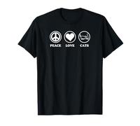 Peace Love and Cats Simple Estética Camiseta
