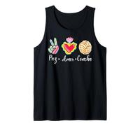 Peace, Love and Concha Pan Dulce Mexican Baked Concha Pastry Camiseta sin Mangas