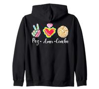 Peace, Love and Concha Pan Dulce Mexican Baked Concha Pastry Sudadera con Capucha