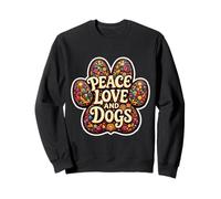 Peace Love And Dogs Lover Dueño Paw Vintage Hippy Floral Dad Sudadera